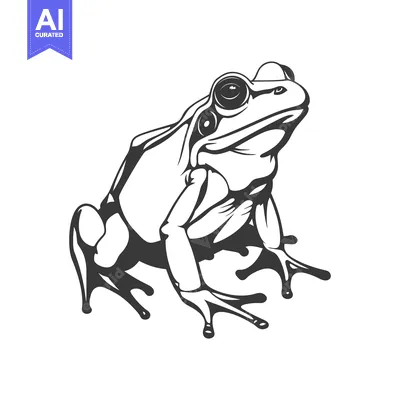Aset desain premium: A stylized illustration showcasing a sitting frog in a graphic design