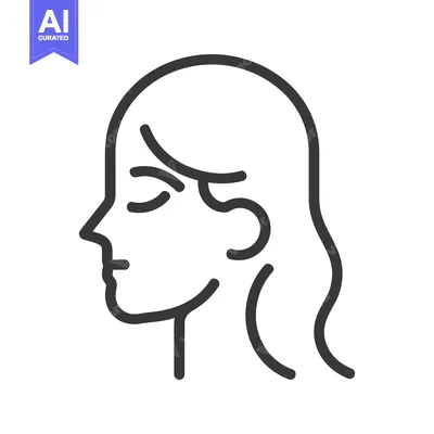 Aset desain premium: Outlined illustration showing the profile of a person with long hair