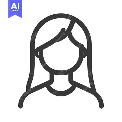 Aset desain premium: An outlined image of a woman with long straight hair