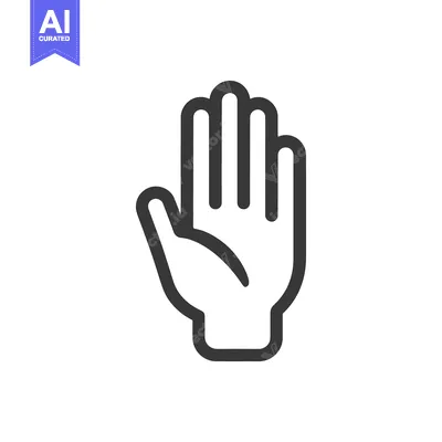 Aset desain premium: Stylized Hand Icon: Bold Outline on White Background, Palm Facing Forw