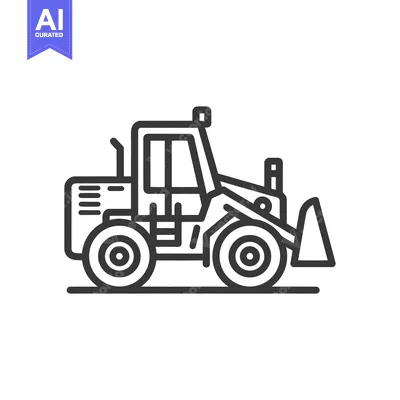 Aset premium populer: Minimalist Line Art: Front Loader Construction Vehicle Icon