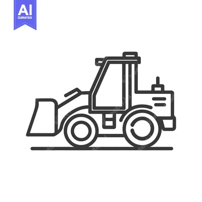 Premium design asset: Minimalist Skid Steer Loader Icon, Construction Equipment Outline, Vec
