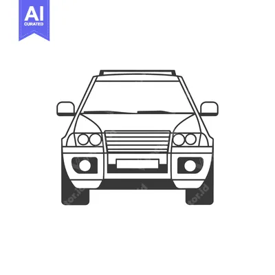 Popular premium asset: Front view of a black and white outline of a car