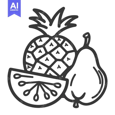 Popular premium asset: An illustration of a pineapple pear and a slice of fruit