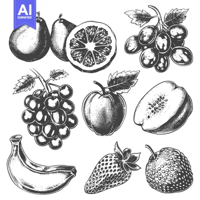Aset premium populer: Collection of Hand Drawn Fruits and Berries