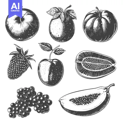 Popular premium asset: A Collection Of Hand Drawn Fruits And Berries