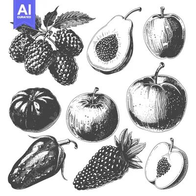 Popular premium asset: A Collection Of Hand Drawn Fruits And Berries