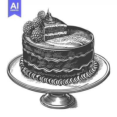 Aset desain premium: Delicious Chocolate Cake with Raspberries and Cream