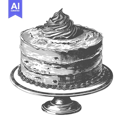 Premium design asset: Delicious layered cake with creamy frosting on a cake stand