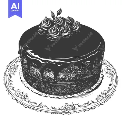 Aset premium populer: Delicious Chocolate Cake on Ornate Plate