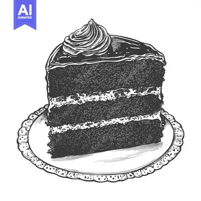 Premium design asset: Delicious Chocolate Cake Slice on a Plate