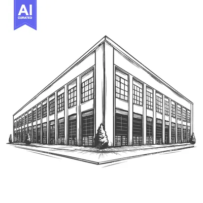 Premium design asset: A Hand Drawn Sketch Of A Large Warehouse Building