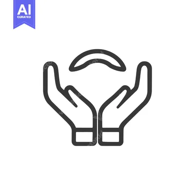 Aset desain premium: Minimalist Hands Icon: Protection, Care, and Support Symbol