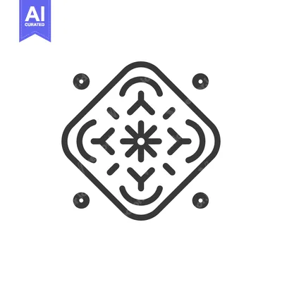 Aset desain premium: Geometric Diamond Pattern with Snowflake Center and Circular Accents,