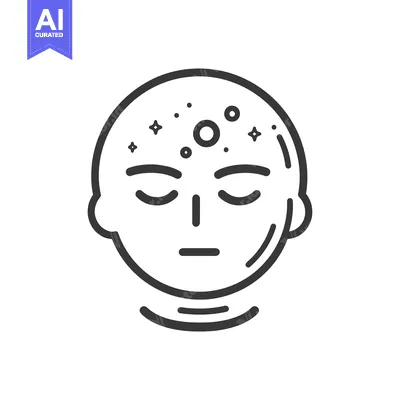 Aset premium populer: An isolated line illustration of a tranquil face and forehead