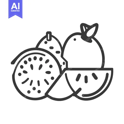 Popular premium asset: A collection of stylized fruits in simple black and white