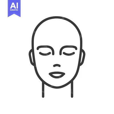 Aset desain premium: A minimalist black and white outline of a human face
