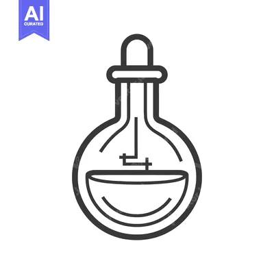 Premium design asset: An illustrative drawing of a laboratory flask with contents inside