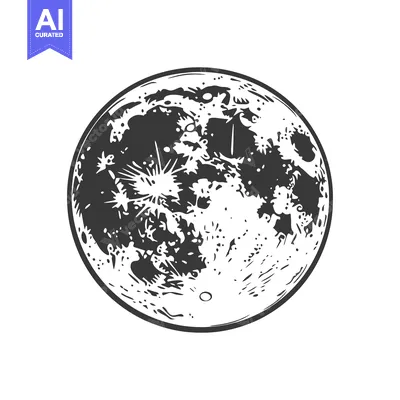Popular premium asset: A detailed black and white artistic illustration of the full moon