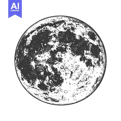 Aset desain premium: A Detailed Black And White Illustration Of The Moon
