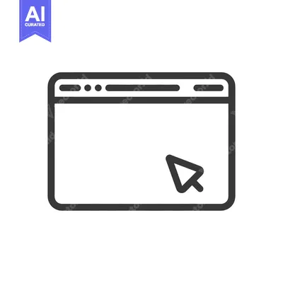 Aset desain premium: Minimalist Browser Window with Cursor Icon, Black Outline on White