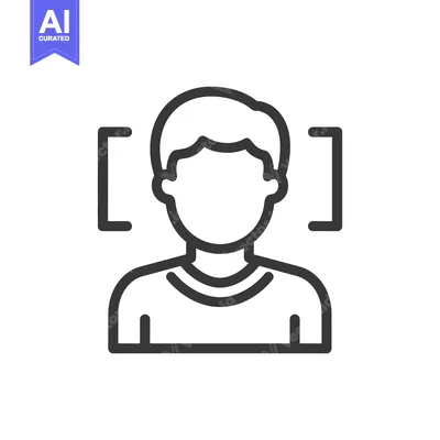 Face Recognition Icon: Modern Biometric Authentication Symbol, Minimal