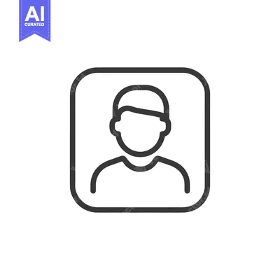 Aset desain premium: Minimalist Person Icon: Rounded Square Frame, Clean Line Art