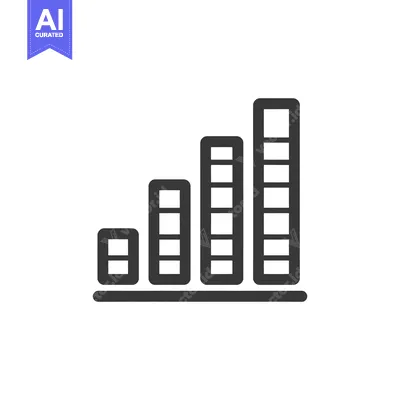 Aset desain premium: Ascending Bar Graph Icon with Segmented Columns on White Background