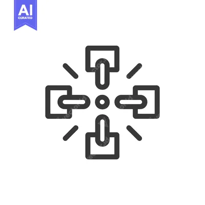 Aset desain premium: Abstract Geometric Icon: Four Rectangles Radiating from a Central Circ
