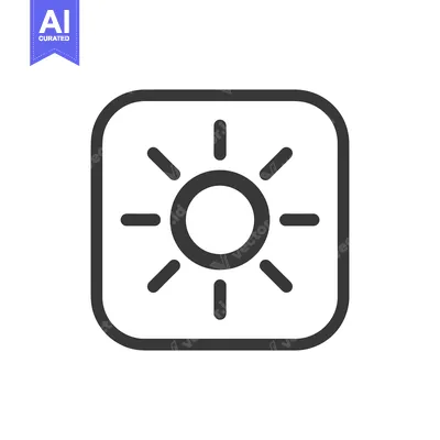 Aset premium populer: Simple Sun Icon in Rounded Square, Minimalist Design, Dark Gray on Whi
