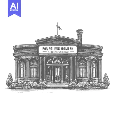 Premium design asset: Engraving of a Classic Style Building Fovsleng Homlen