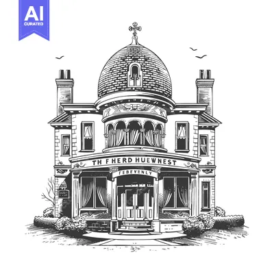 Aset desain premium: Elegant Domed Building Architectural Drawing Design