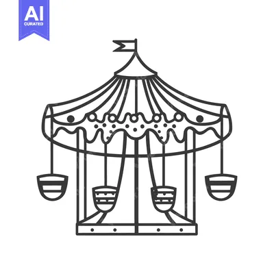 Aset premium populer: A simple black and white illustration of a carousel design