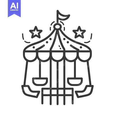 A simple linear drawing of an amusement park ride