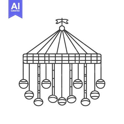 A simple line art illustration of a carousel amusement ride