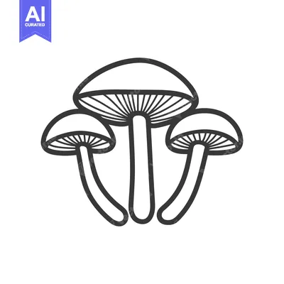 Aset premium populer: Three stylized fungi of similar shape are shown together