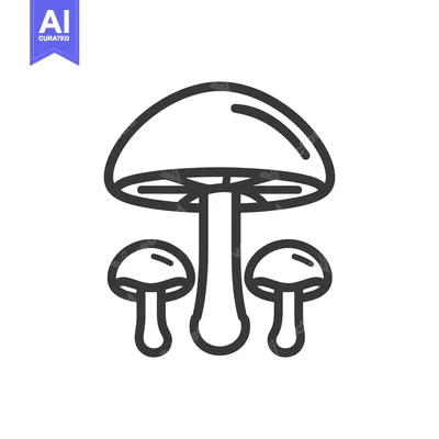 Premium design asset: Three Simple Mushrooms Shown in Black Outlines on a White Background
