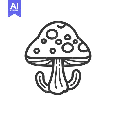Popular premium asset: A simple black and white illustration of a mushroom shape