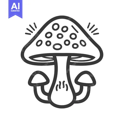Aset premium populer: A simplistic graphic illustration of a mushroom with spotted cap and s