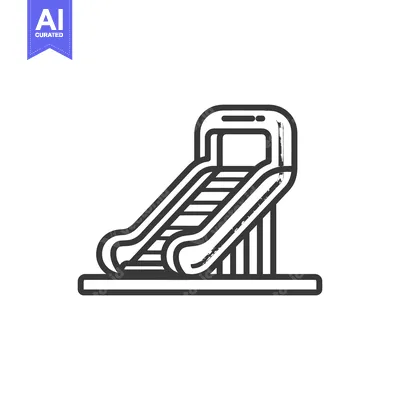 Aset desain premium: Stylized Escalator Icon with Brushstroke Texture, Isolated on White