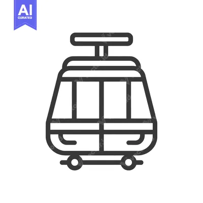 Aset desain premium: Minimalist Gondola Icon: Cable Car Outline on White Background
