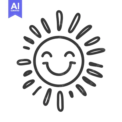 Premium design asset: A happy sun illustration with smiling face and radiating beams