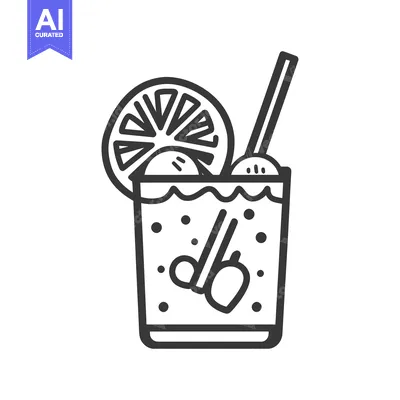 Aset premium populer: A stylized illustration depicting a refreshing drink with a garnish