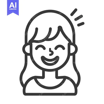 Premium design asset: A cartoon drawing of a smiling woman with long hair
