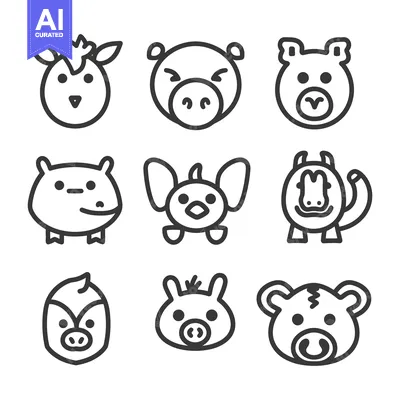 Aset premium populer: Simple cartoon illustrations of diverse and cute looking animals