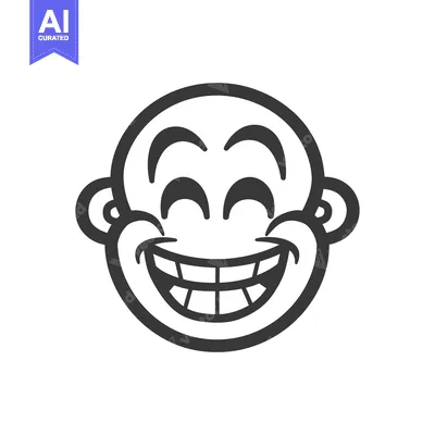 Aset premium populer: A simple smiling cartoon face with exaggerated happy features