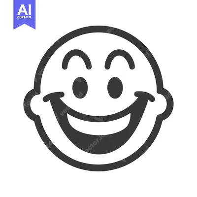 Aset premium populer: A simple cheerful cartoon face displays a broad open smile