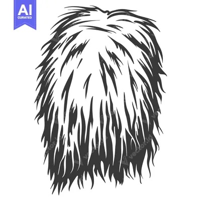 Aset premium populer: A stylized illustration depicting a thick head of dark hair