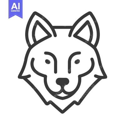 Aset premium populer: Simplified Line Art Illustration Depicting A Wolfs Head