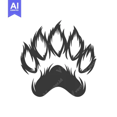 Premium design asset: A stylized dark paw print with sharp claw details on white